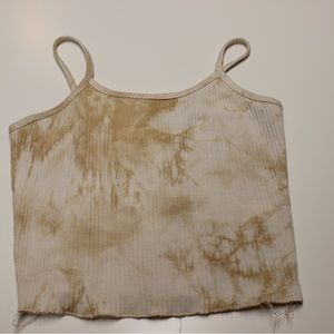 Tan tie-dye cropped tank top